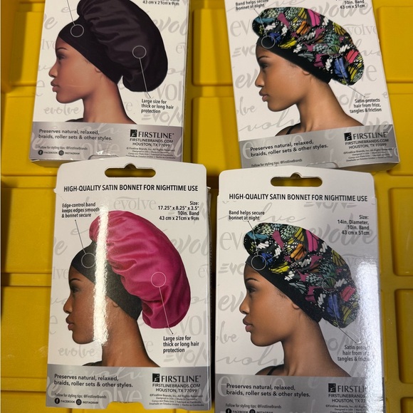 4pk -Evolve Satin Bonnet Collection - Black, Pink, Multicolor Bundle - Picture 3 of 3